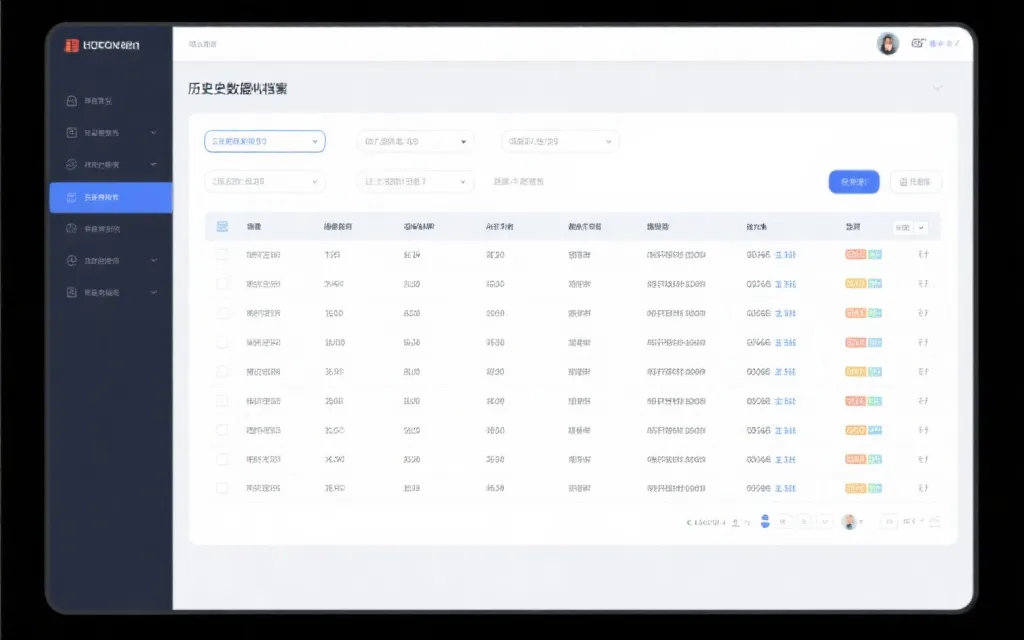 历史数据归档界面,列表与筛选功能清晰